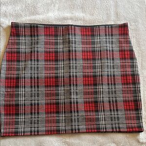 Red Plaid Mini Skirt - Women